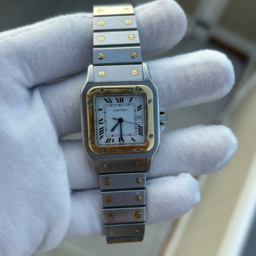Cartier santos Carree 2961 Automatic two tone watch - Picture 2 of 15